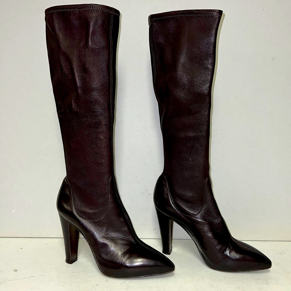 Sergio Rossi Chocolate Brown Leather Heeled Boots